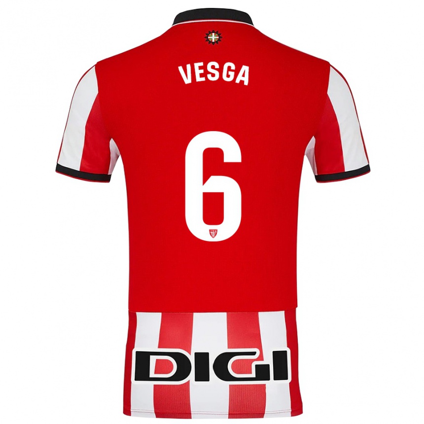 נשים כדורגל מיקל וסגה #6 אדום לבן ג'רזי ביתית 2025/26