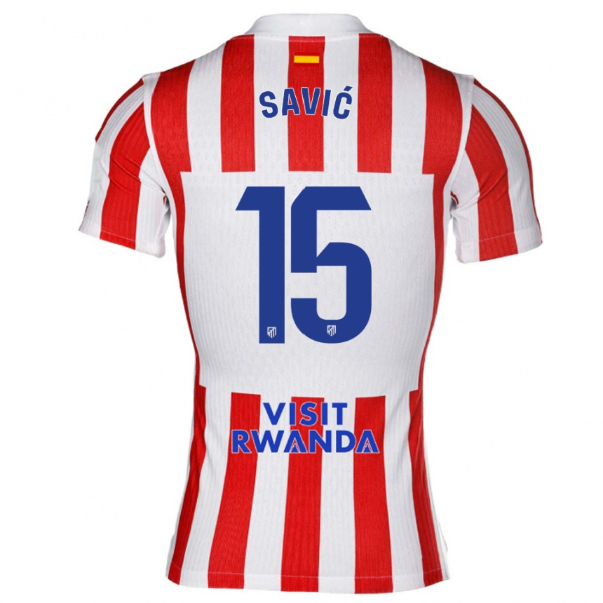 נשים כדורגל סטפן סאביץ' #15 אדום לבן ג'רזי ביתית 2025/26