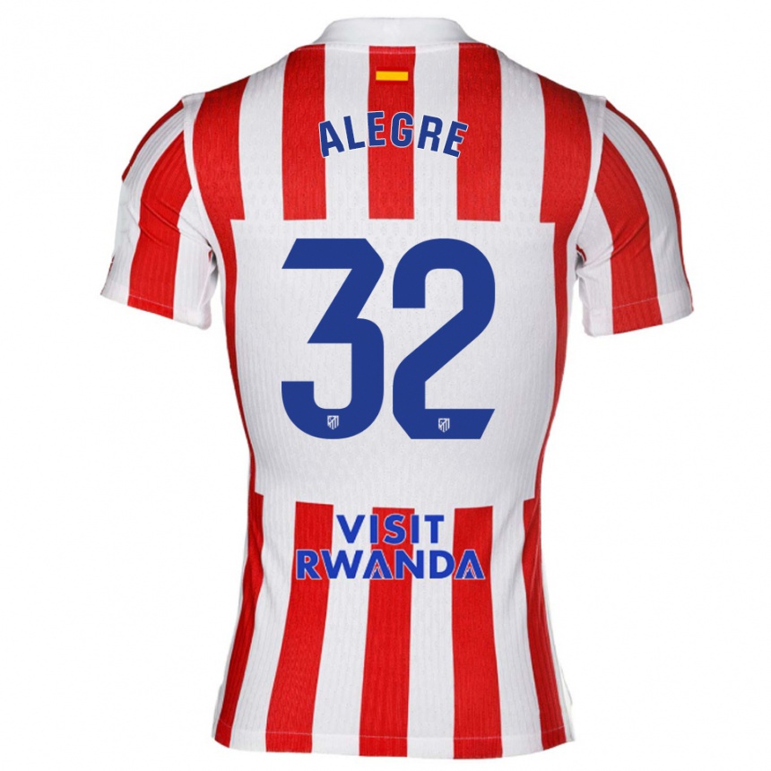 נשים כדורגל Juan Alegre #32 אדום לבן ג'רזי ביתית 2025/26