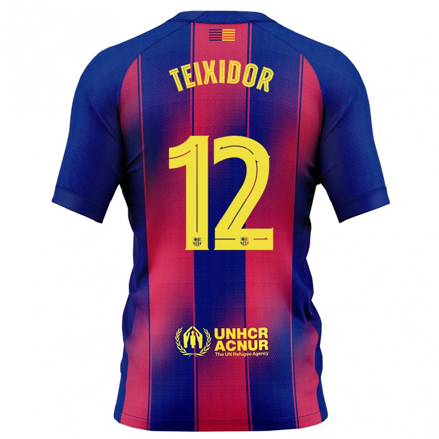 נשים כדורגל Nil Teixidor #12 כחול אדום ג'רזי ביתית 2025/26
