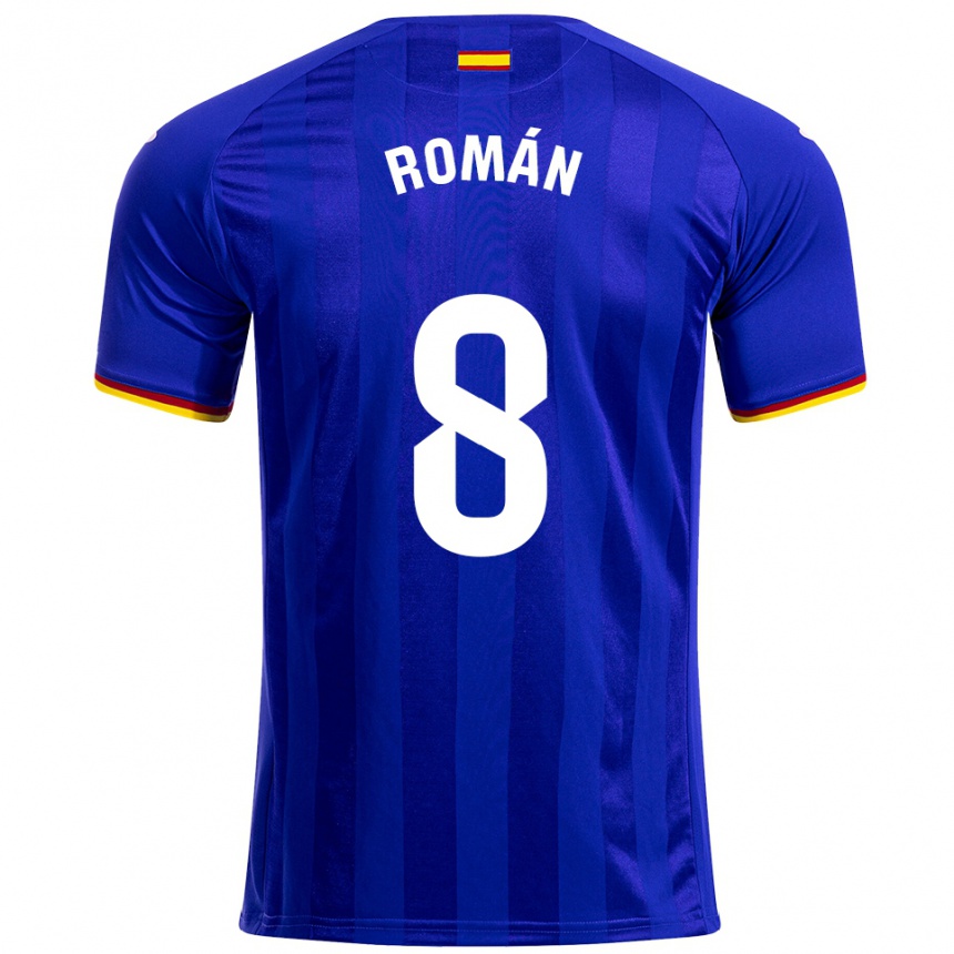 נשים כדורגל Manu Román #8 כחול אדום צהוב ג'רזי ביתית 2025/26