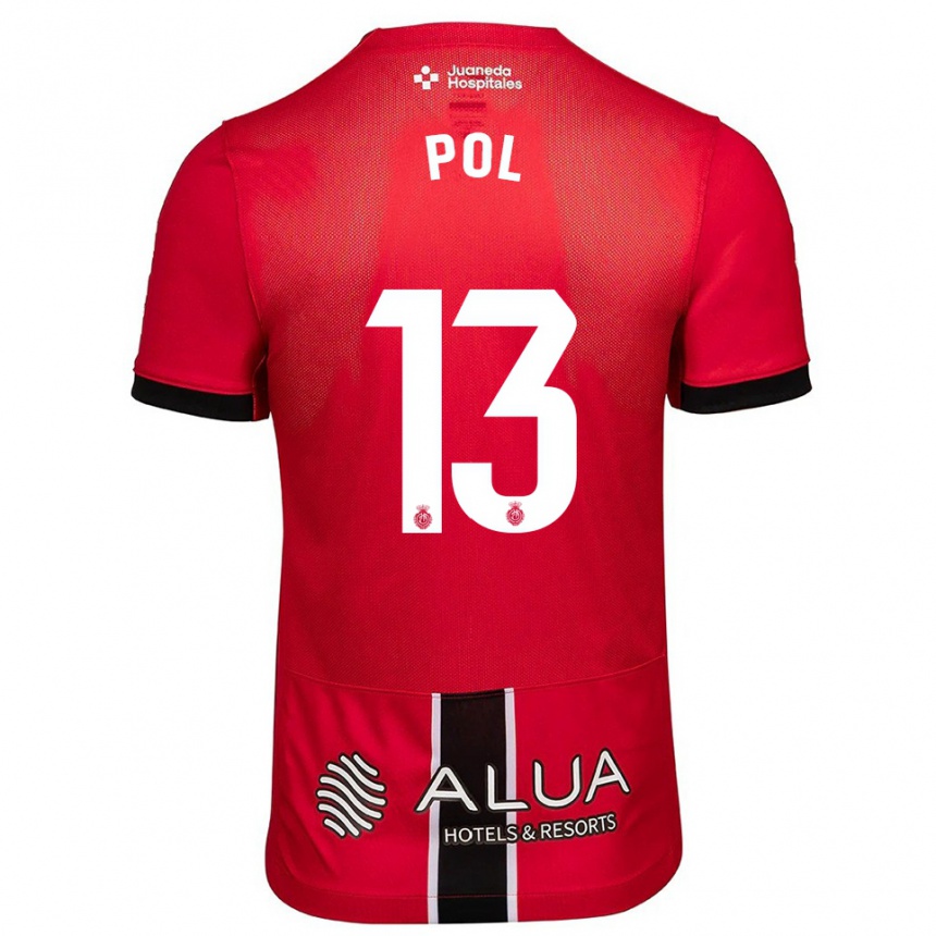 נשים כדורגל Joan Pol #13 אדום שחור ג'רזי ביתית 2025/26