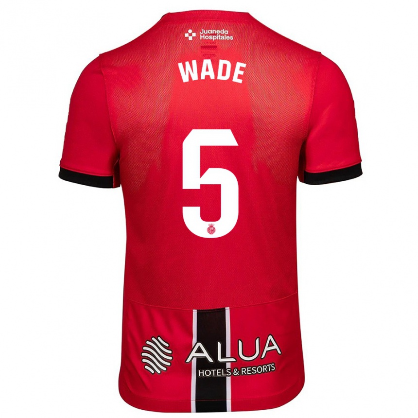 נשים כדורגל Sebas Wade #5 אדום שחור ג'רזי ביתית 2025/26