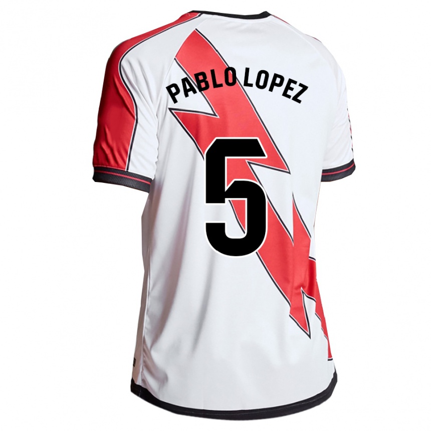 נשים כדורגל Pablo López #5 לבן אדום ג'רזי ביתית 2025/26