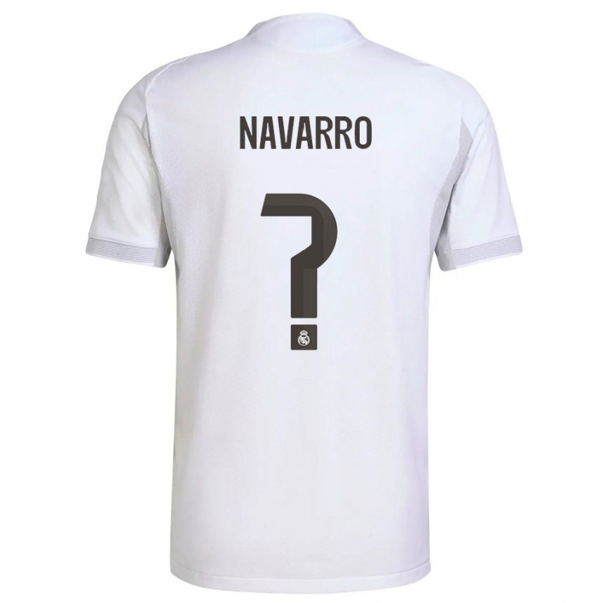נשים כדורגל Gonzalo Navarro #0 לבן צהוב ג'רזי ביתית 2025/26