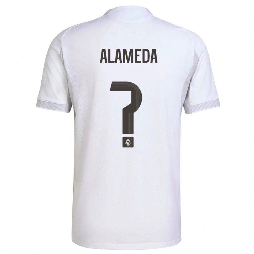 נשים כדורגל Nacho Alameda #0 לבן צהוב ג'רזי ביתית 2025/26