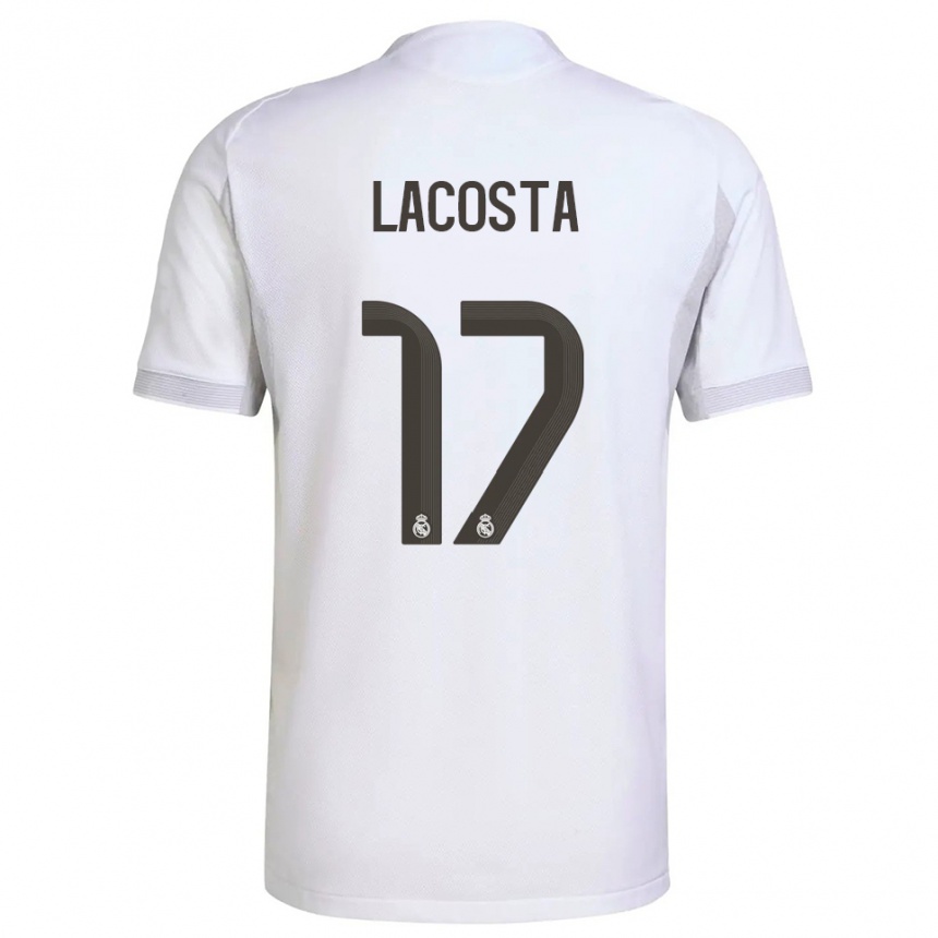 נשים כדורגל Diego Lacosta #17 לבן צהוב ג'רזי ביתית 2025/26