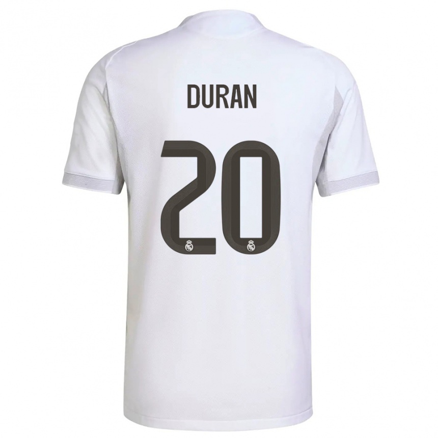 נשים כדורגל Pol Duran #20 לבן צהוב ג'רזי ביתית 2025/26