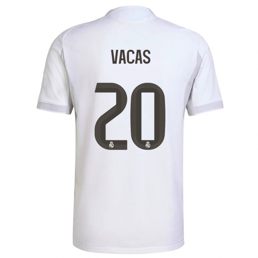 נשים כדורגל Juan Vacas #20 לבן צהוב ג'רזי ביתית 2025/26