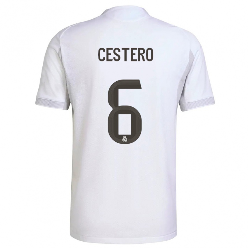 נשים כדורגל Jorge Cestero #6 לבן צהוב ג'רזי ביתית 2025/26
