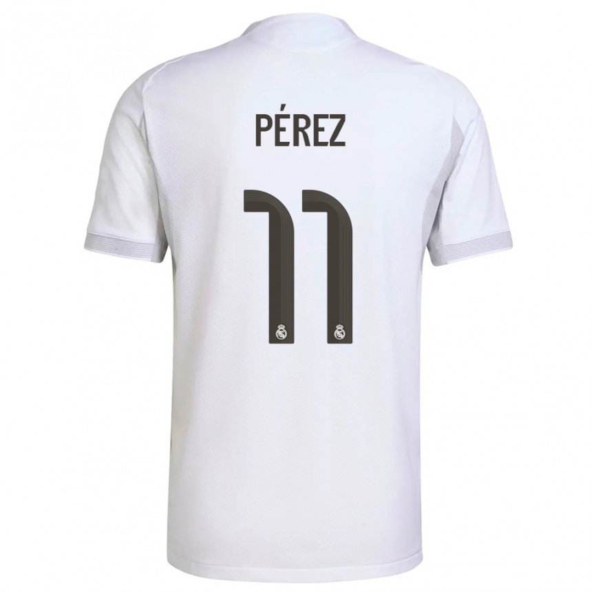 נשים כדורגל Adrián Pérez #11 לבן צהוב ג'רזי ביתית 2025/26