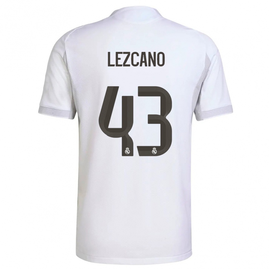 נשים כדורגל Álvaro Lezcano #43 לבן צהוב ג'רזי ביתית 2025/26
