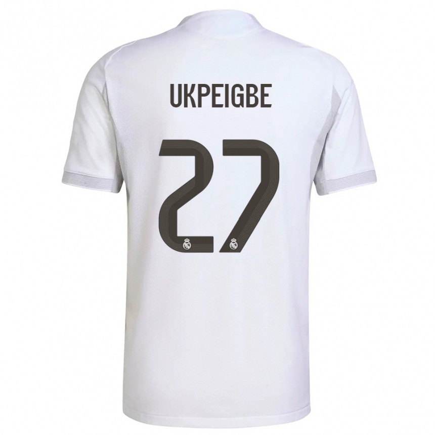 נשים כדורגל Melvin Ukpeigbe #27 לבן צהוב ג'רזי ביתית 2025/26