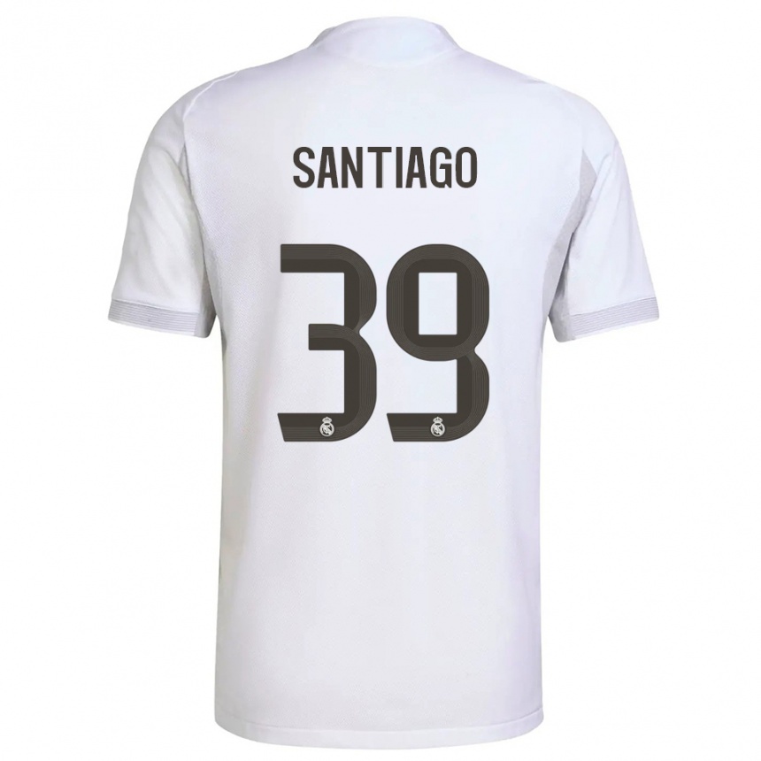 נשים כדורגל Aimar Santiago #39 לבן צהוב ג'רזי ביתית 2025/26