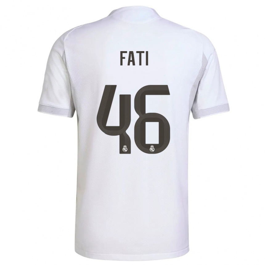 נשים כדורגל Lamini Fati #46 לבן צהוב ג'רזי ביתית 2025/26