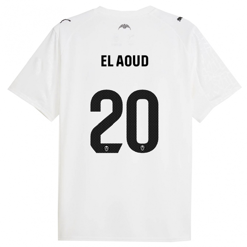 נשים כדורגל Ismail El Aoud #20 לבן שחור ג'רזי ביתית 2025/26