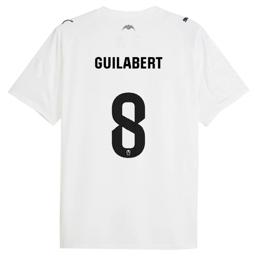 נשים כדורגל Mario Guilabert #8 לבן שחור ג'רזי ביתית 2025/26
