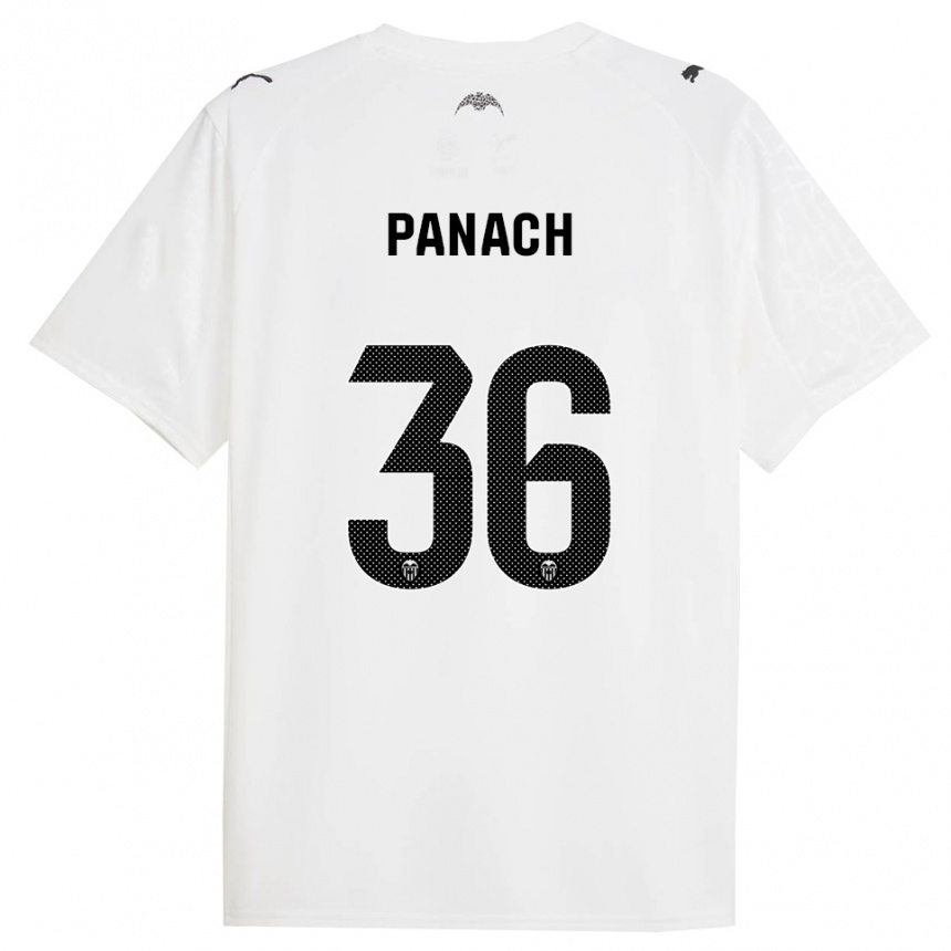 נשים כדורגל Alejandro Panach #36 לבן שחור ג'רזי ביתית 2025/26