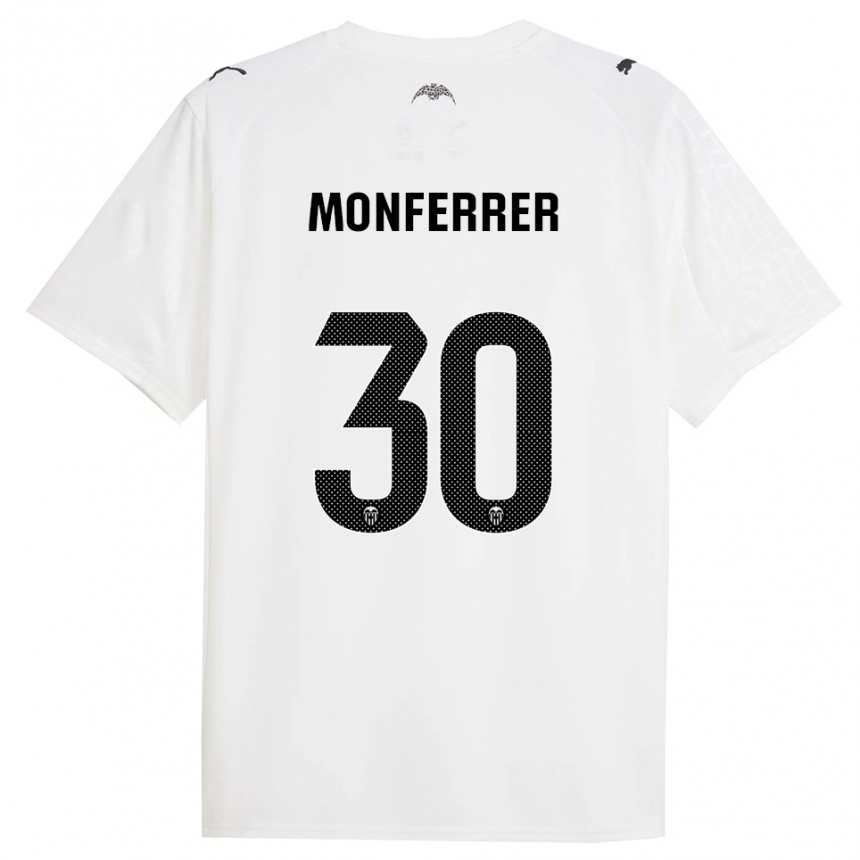 נשים כדורגל Miguel Monferrer #30 לבן שחור ג'רזי ביתית 2025/26