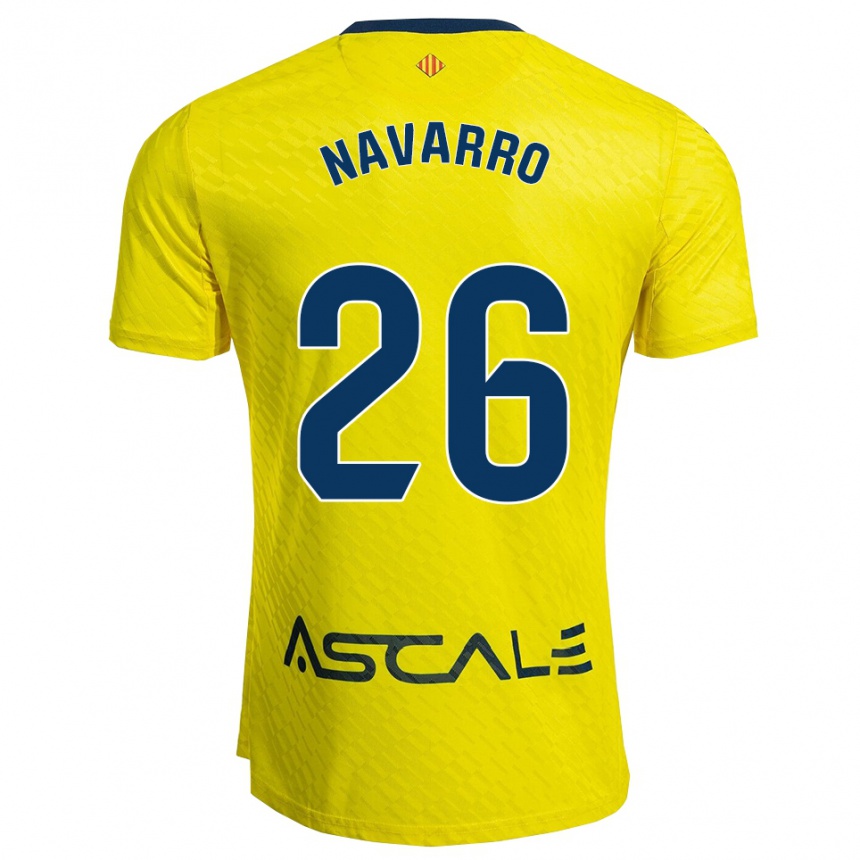 נשים כדורגל Pau Navarro #26 צהוב נייבי ג'רזי ביתית 2025/26