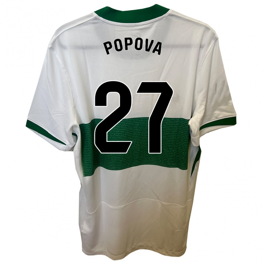 נשים כדורגל Ángela Popova Fedorova #27 לבן ירוק ג'רזי ביתית 2025/26