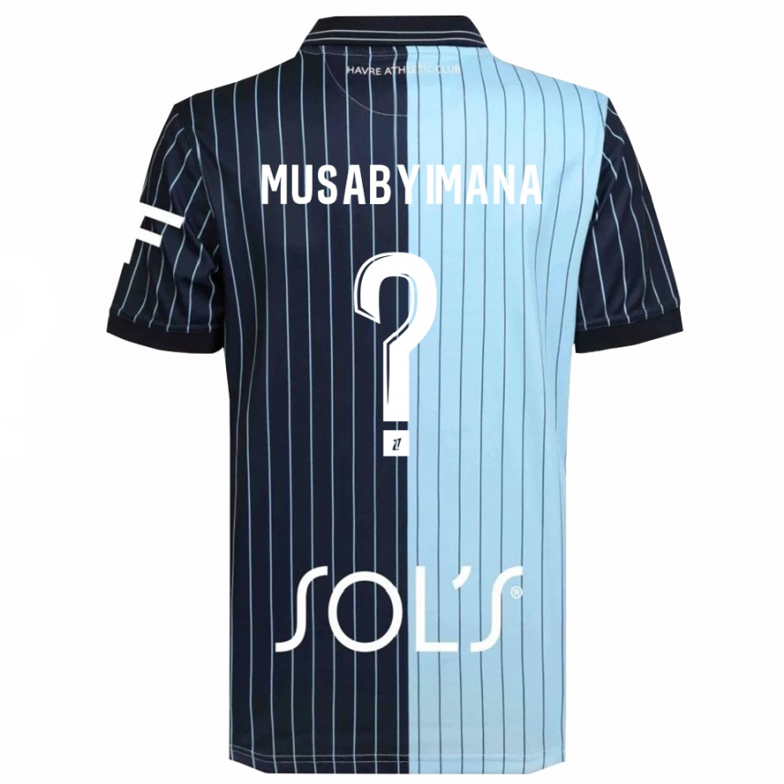 נשים כדורגל Thierry Musabyimana #0 כחול נייבי תכלת ג'רזי ביתית 2025/26