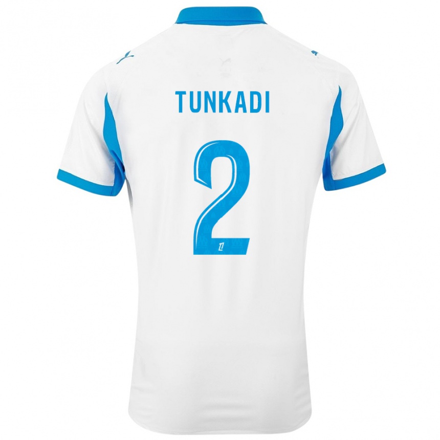 נשים כדורגל Alexandre Tunkadi #2 לבן תכלת ג'רזי ביתית 2025/26