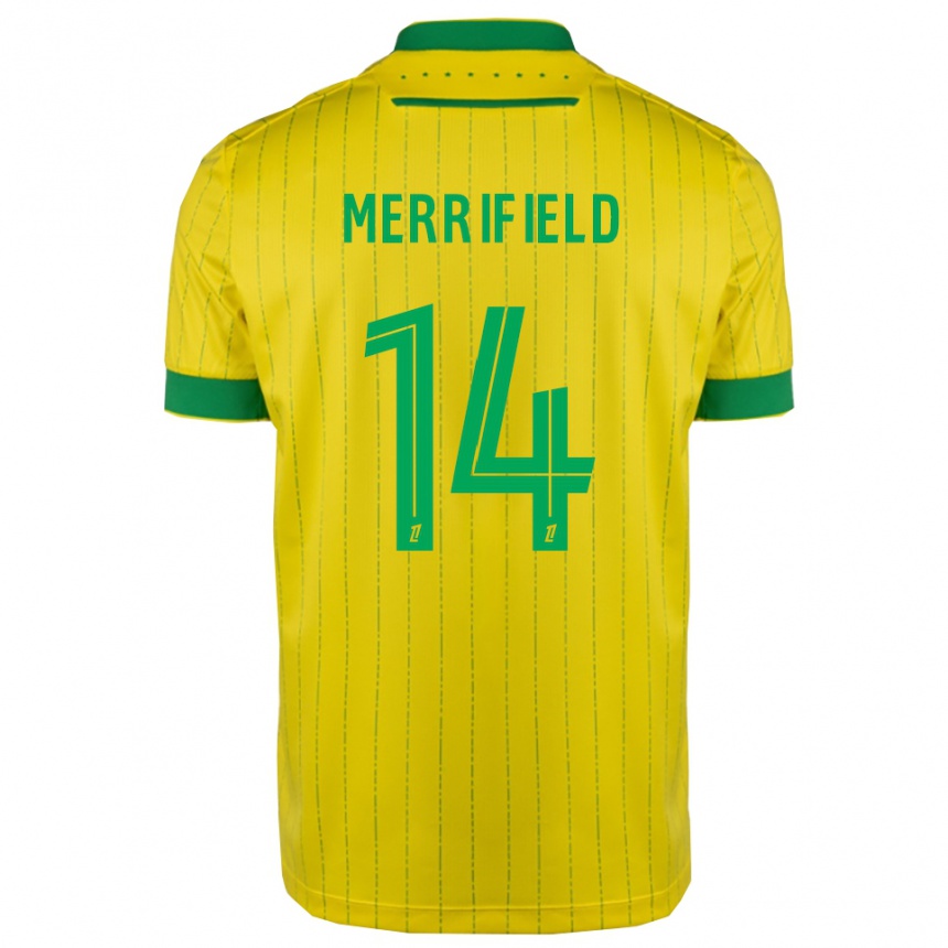 נשים כדורגל Loan Merrifield #14 צהוב ירוק ג'רזי ביתית 2025/26