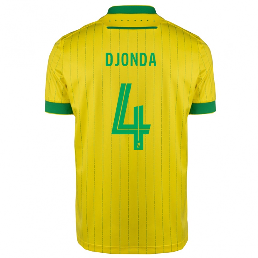 נשים כדורגל Christian Djonda #4 צהוב ירוק ג'רזי ביתית 2025/26