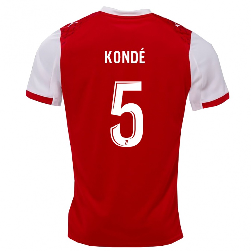 נשים כדורגל Jean-Charles Kondé #5 אדום לבן ג'רזי ביתית 2025/26