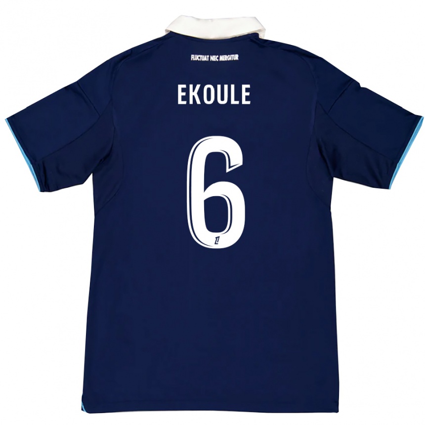 נשים כדורגל Lionel Ekoule #6 כחול כהה לבן ג'רזי ביתית 2025/26