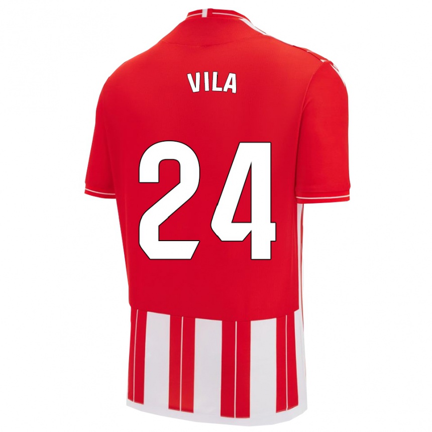נשים כדורגל Nacho Vila #24 אדום לבן ג'רזי ביתית 2025/26