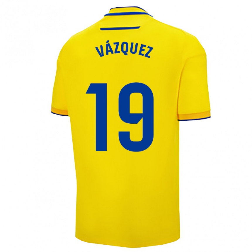 נשים כדורגל Borja Vázquez #19 צהוב נייבי ג'רזי ביתית 2025/26