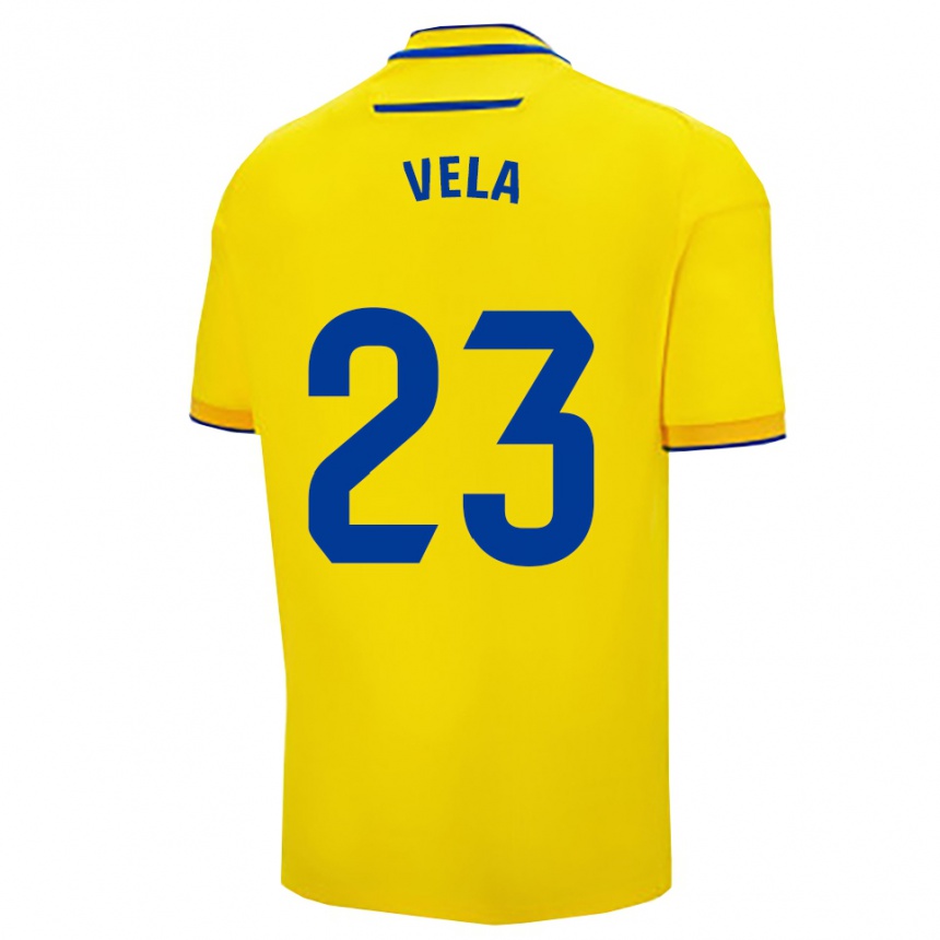 נשים כדורגל Mario Vela #23 צהוב נייבי ג'רזי ביתית 2025/26