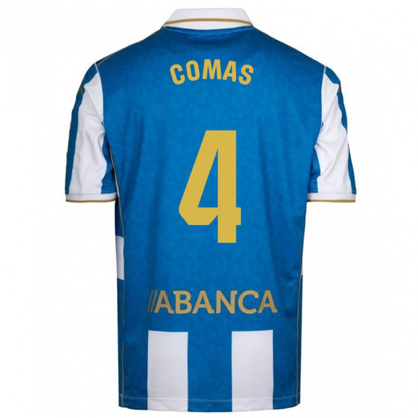 נשים כדורגל Arnau Comas Freixas #4 לבן כחול ג'רזי ביתית 2025/26