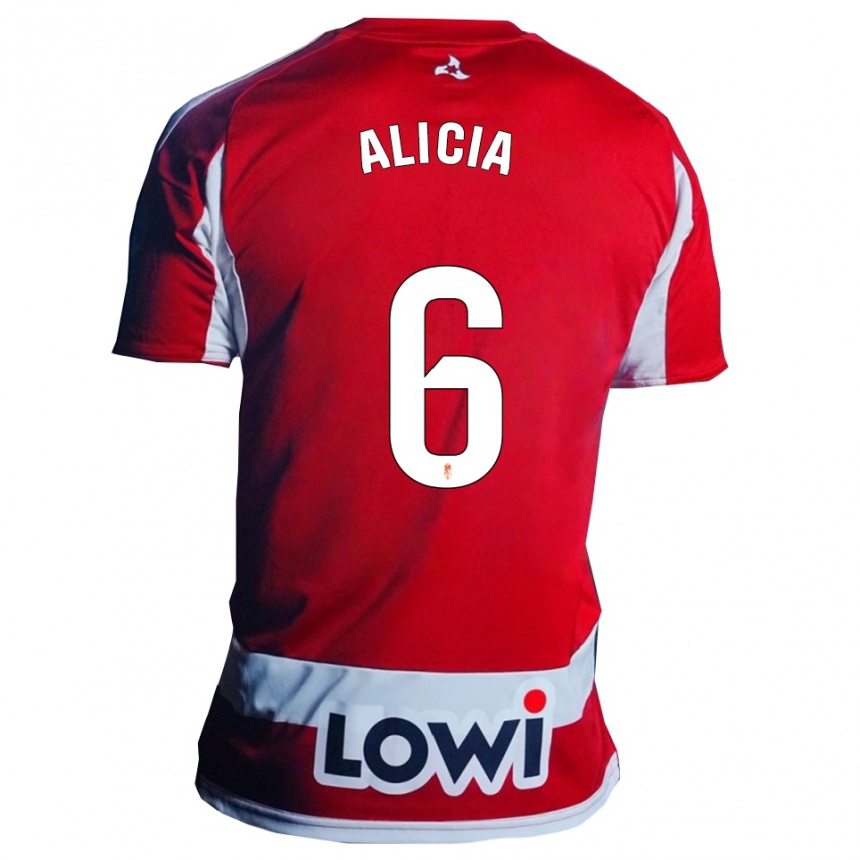 נשים כדורגל אלישיה #6 אדום לבן ג'רזי ביתית 2025/26