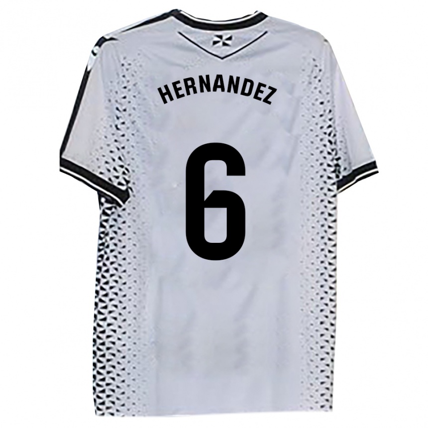 נשים כדורגל Carlos Hernández #6 לבן שחור ג'רזי ביתית 2025/26