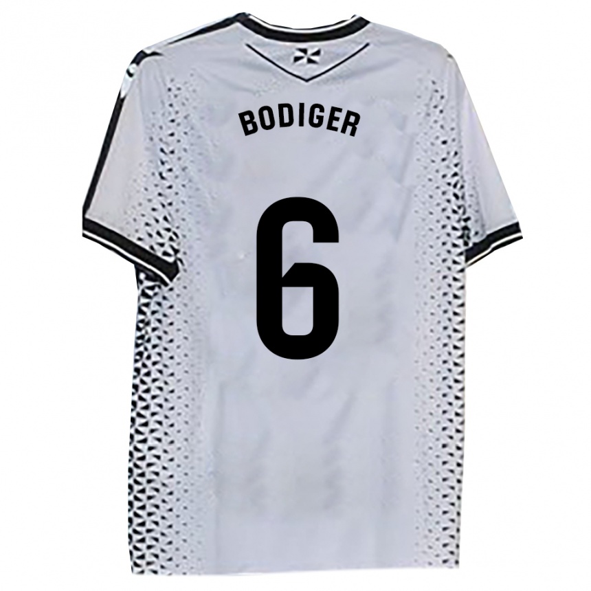 נשים כדורגל Yann Bodiger #6 לבן שחור ג'רזי ביתית 2025/26