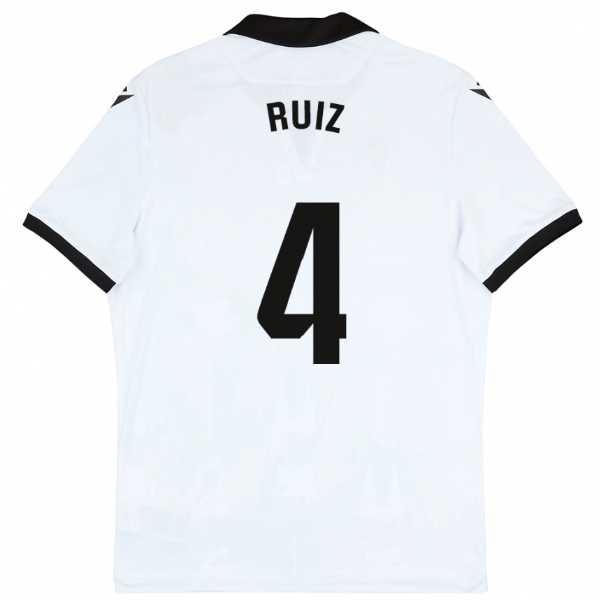 נשים כדורגל Dani Ruiz #4 לבן שחור ג'רזי ביתית 2025/26