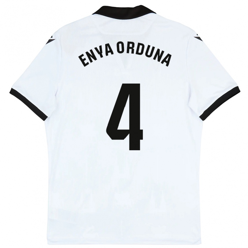 נשים כדורגל Enya Orduna #4 לבן שחור ג'רזי ביתית 2025/26