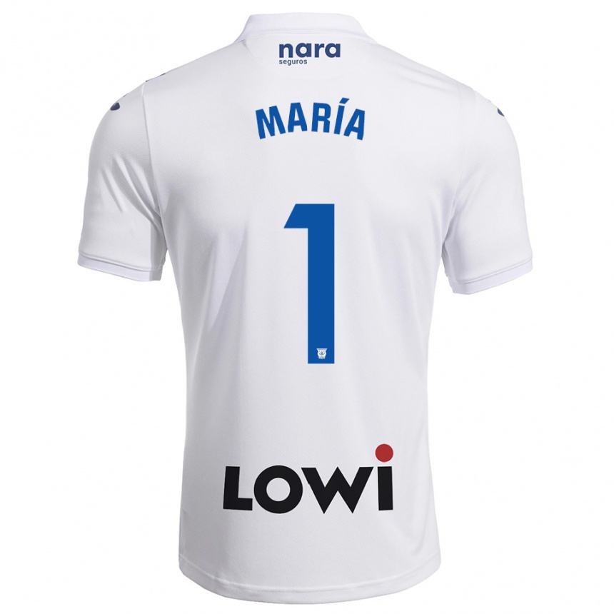 נשים כדורגל María Hernández #1 לבן נייבי ג'רזי ביתית 2025/26