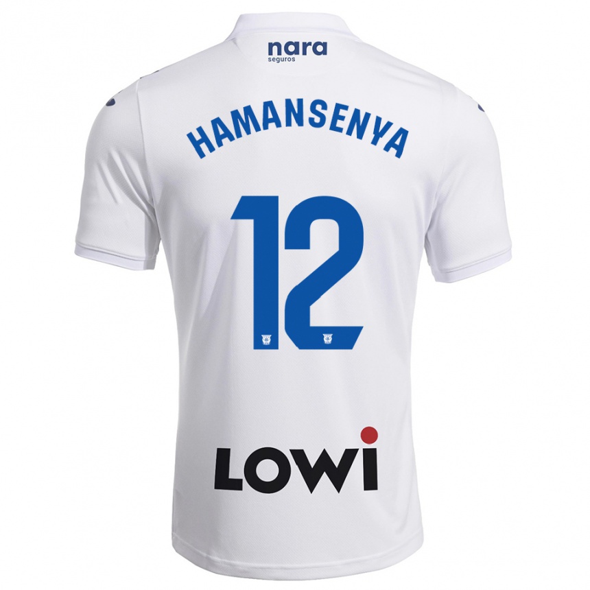 נשים כדורגל David Hamansenya #12 לבן נייבי ג'רזי ביתית 2025/26