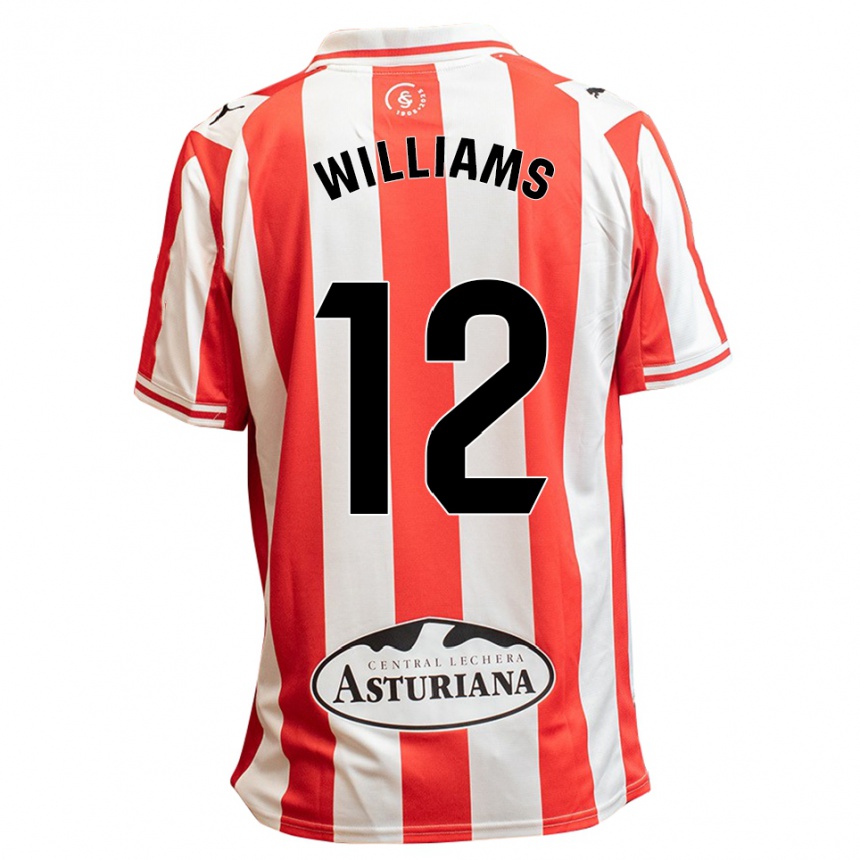 נשים כדורגל Aaron Williams #12 לבן אדום ג'רזי ביתית 2025/26