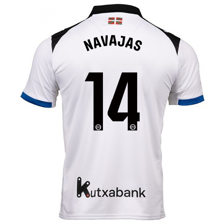 נשים כדורגל Laura Navajas #14 לבן כחול הרחק ג'רזי 2025/26
