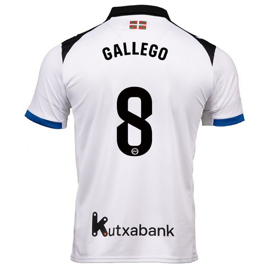 נשים כדורגל Óscar Gallego #8 לבן כחול הרחק ג'רזי 2025/26