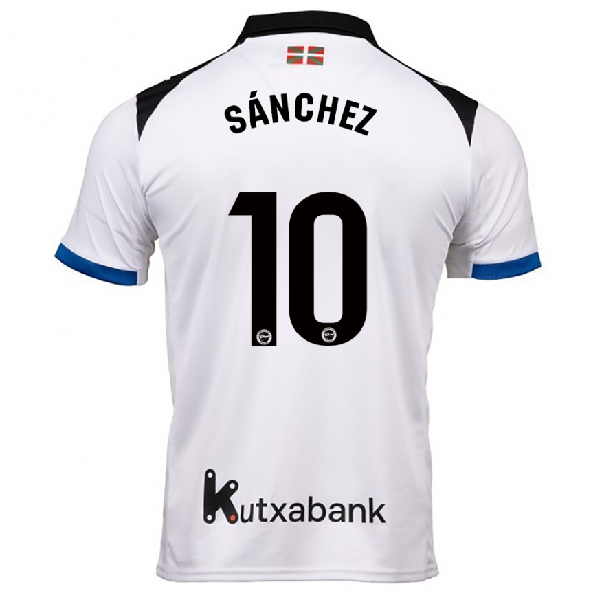 נשים כדורגל Ander Sánchez #10 לבן כחול הרחק ג'רזי 2025/26