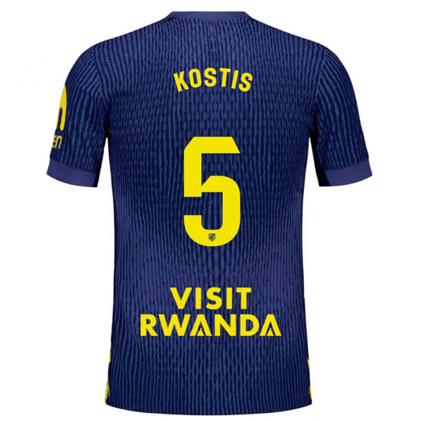 נשים כדורגל איליאס קוסטיס #5 כחול נייבי צהוב הרחק ג'רזי 2025/26