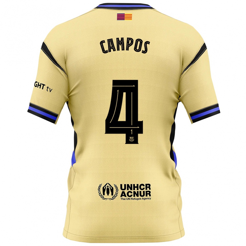 נשים כדורגל Alex Campos #4 צהוב שחור הרחק ג'רזי 2025/26
