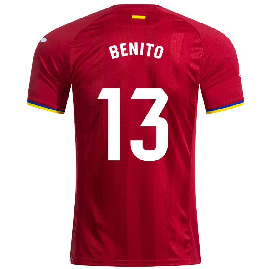 נשים כדורגל Jorge Benito #13 אדום צהוב כחול הרחק ג'רזי 2025/26