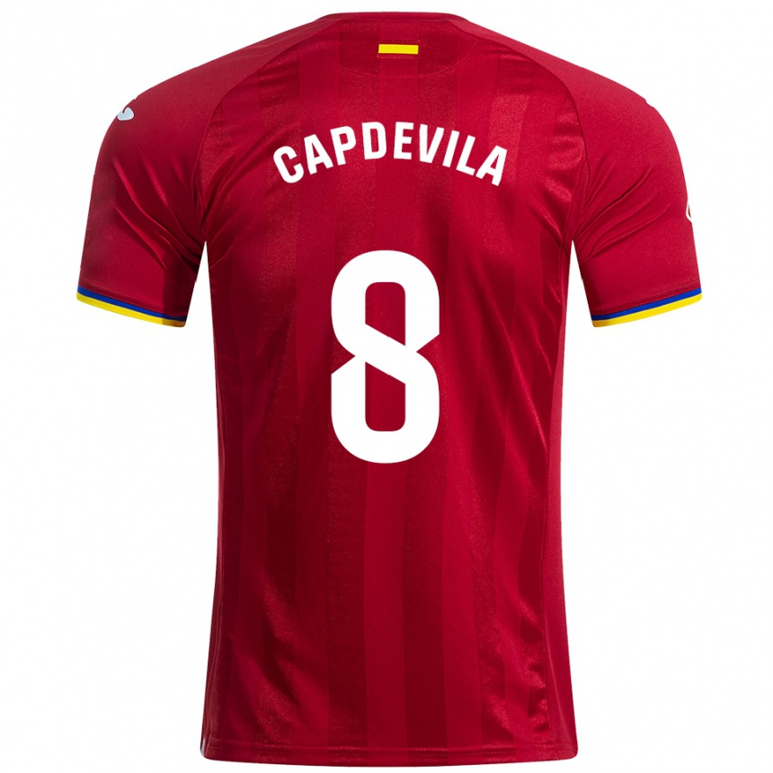 נשים כדורגל Adrià Capdevila #8 אדום צהוב כחול הרחק ג'רזי 2025/26